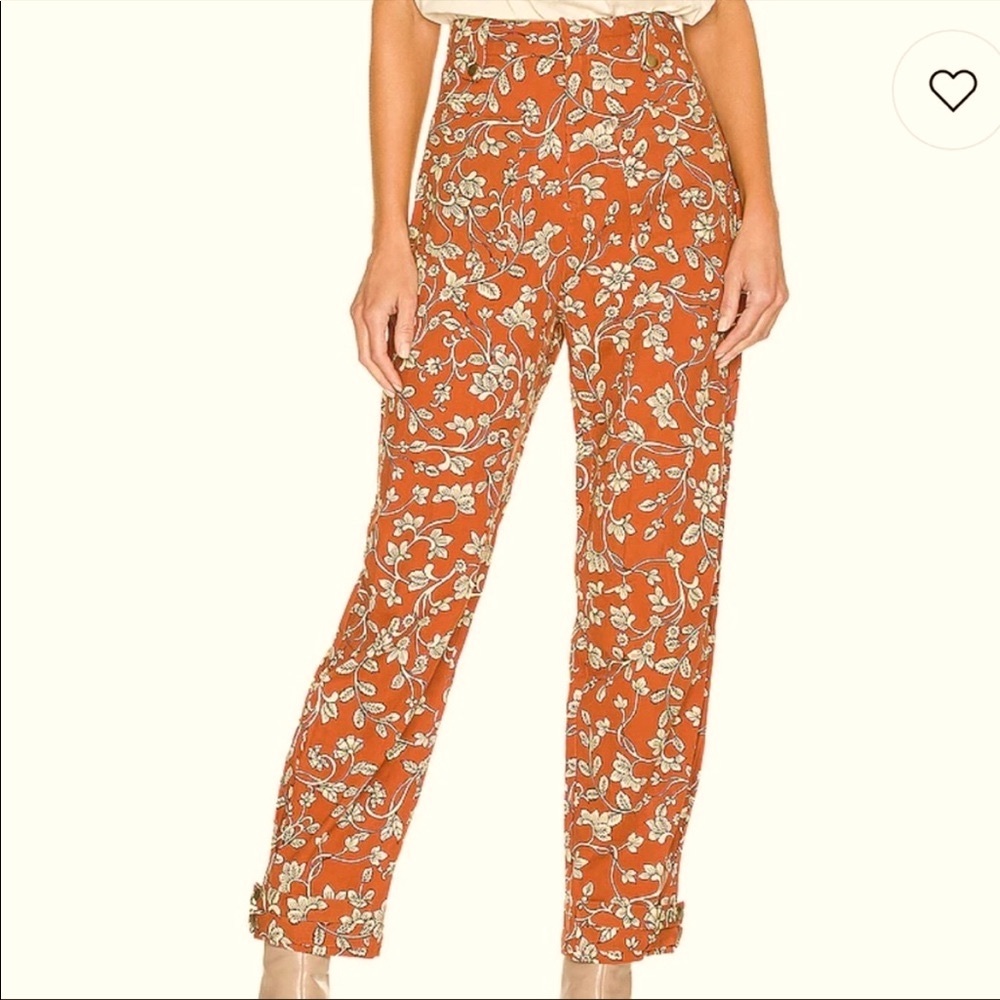 Lovers + Friends Revolve High Rise Drew Pant In Zoe Rust Floral Size XS - NWT